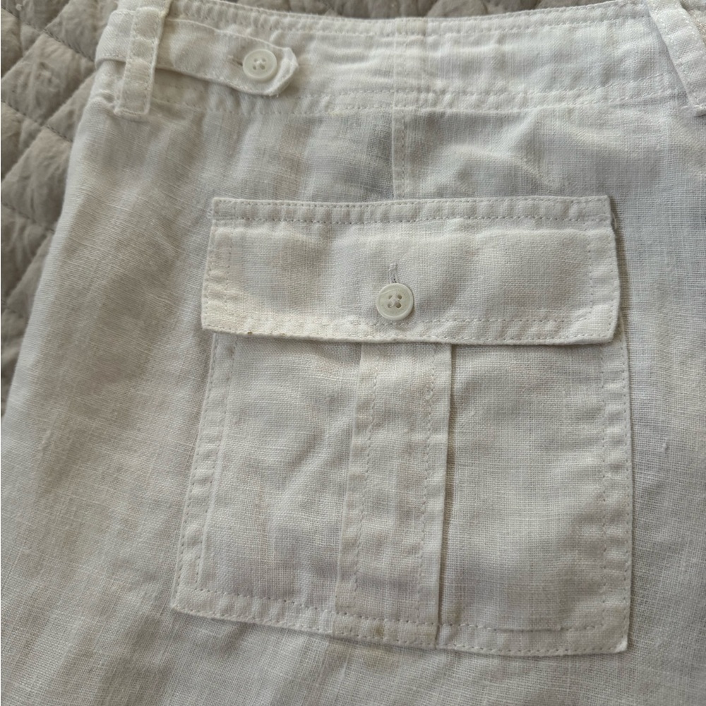 Tommy Bahama White Linen cargo crop pants - Picture 3 of 12